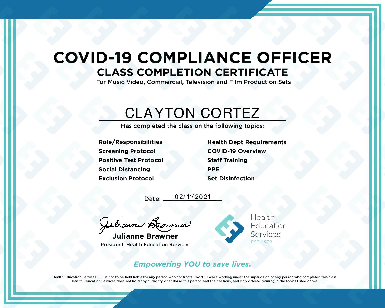 COVID-19 Compliance Officer (C19CO)